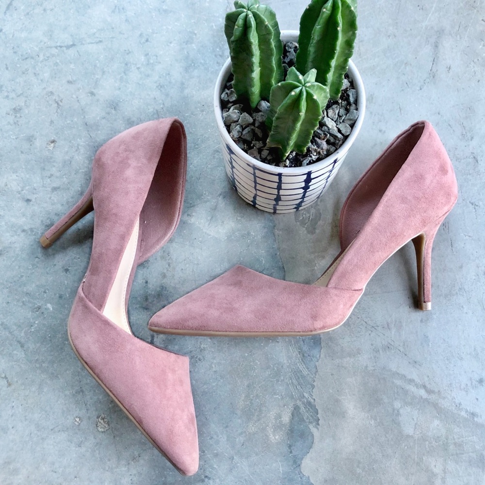 NWOT Old Navy Pink Suede Kitten Heel Pumps | 7